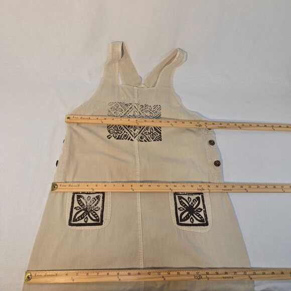 USA Vintage PICCALINO PETITES Modest TAN Floral-Aztec Long Overall Dress Size10P - Picture 11 of 16
